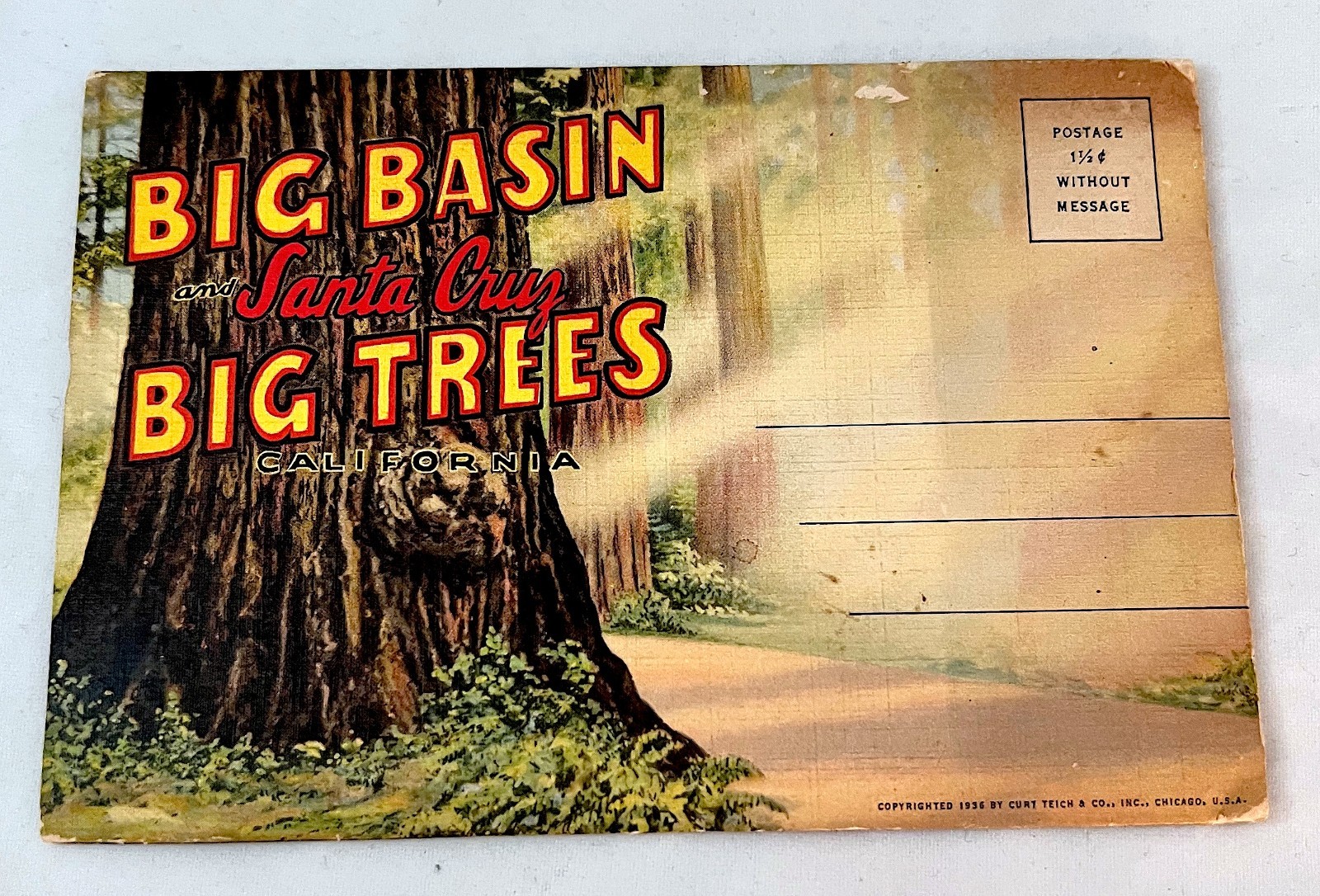 Postcard Folder. “Big Basin Santa Cruz Big Trees CA” 18 pics. Vintage 1930s-’40s