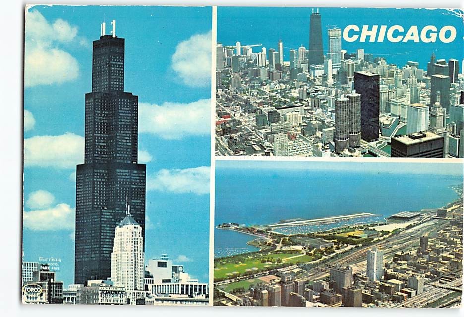 Postcard View from the Sears Tower Chicago Illinois USA