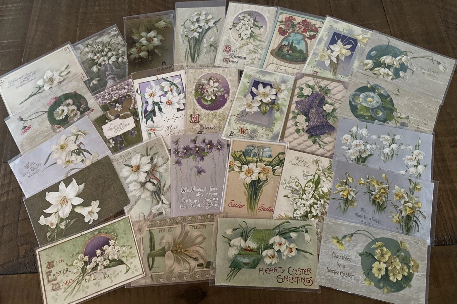 Lot of 27 Antique~1900’s~POSTCARDS with EASTER Lilies & Flowers~In Sleeves~r862
