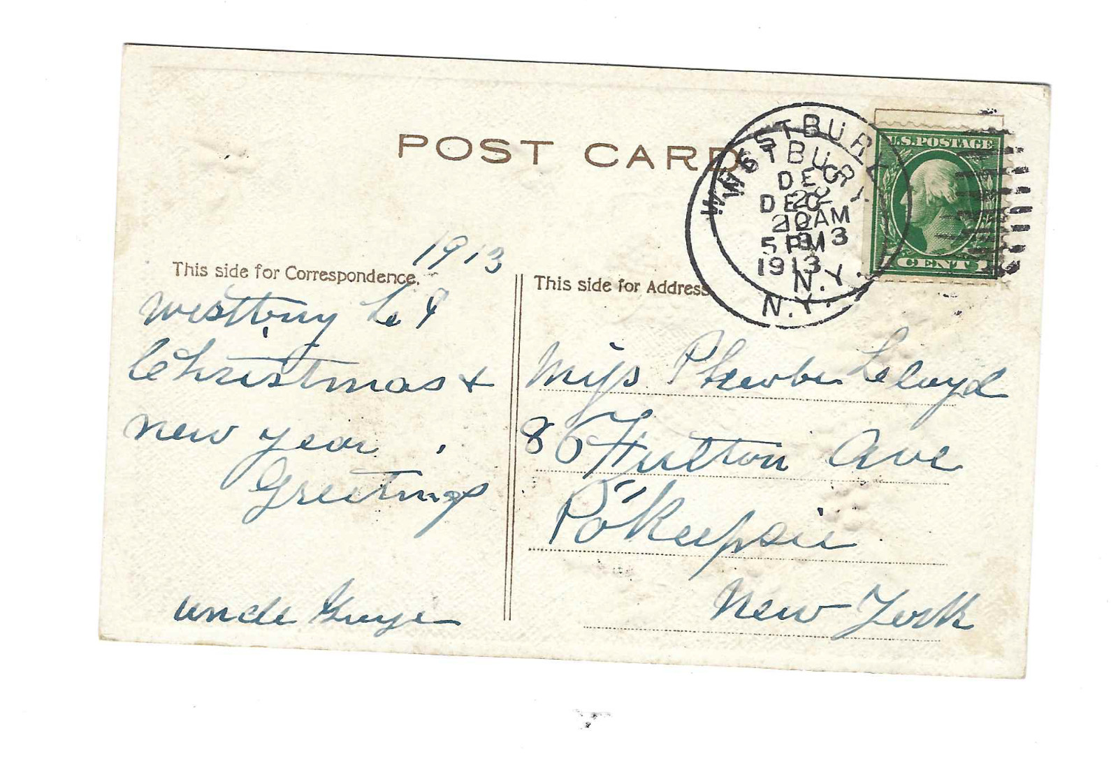 1913 A Joyful Christmas Vintage Postcard