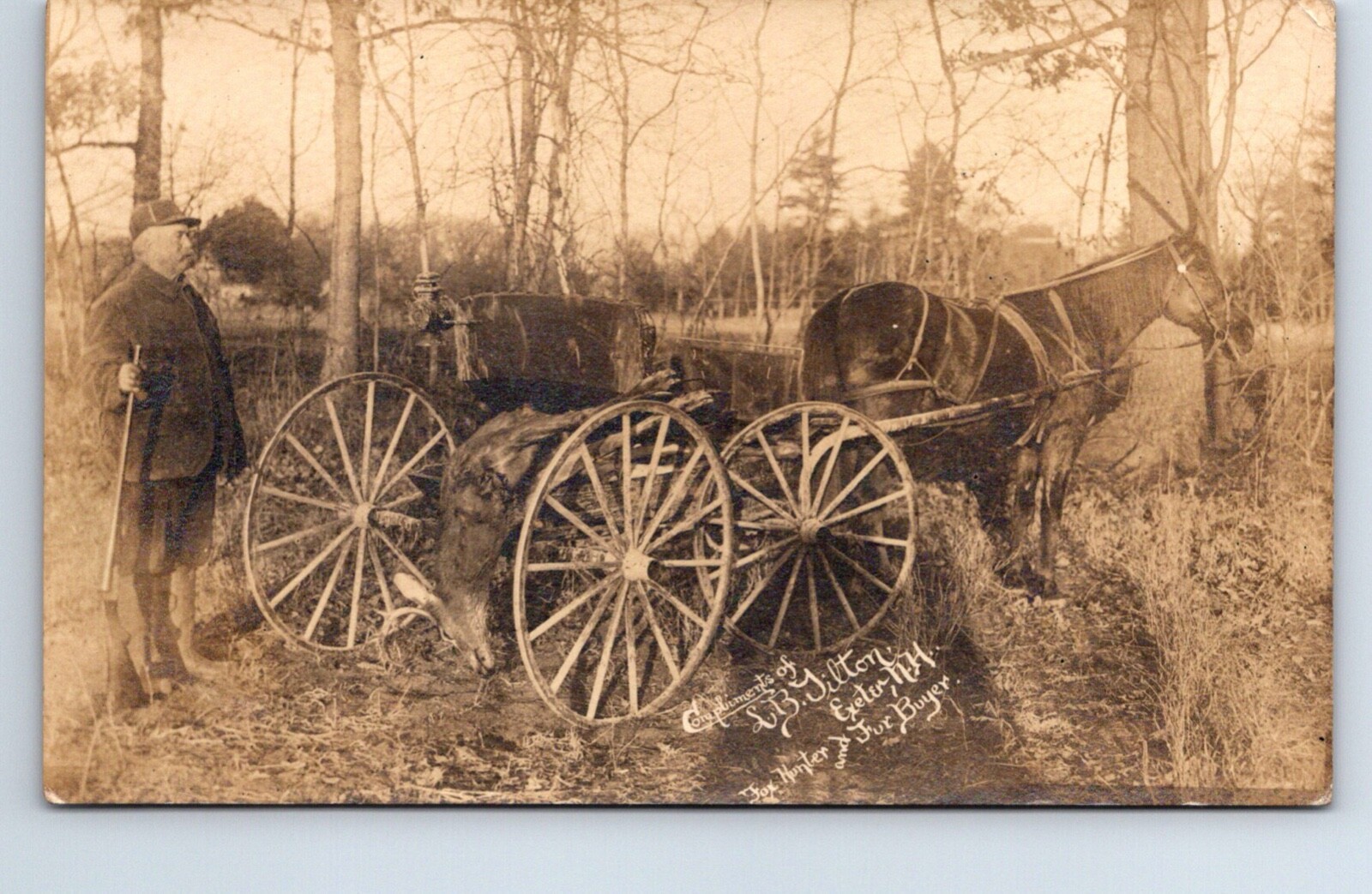 RPPC Real Photo Postcard New Hampshire Exeter Fox Hunter – Fur Buyer