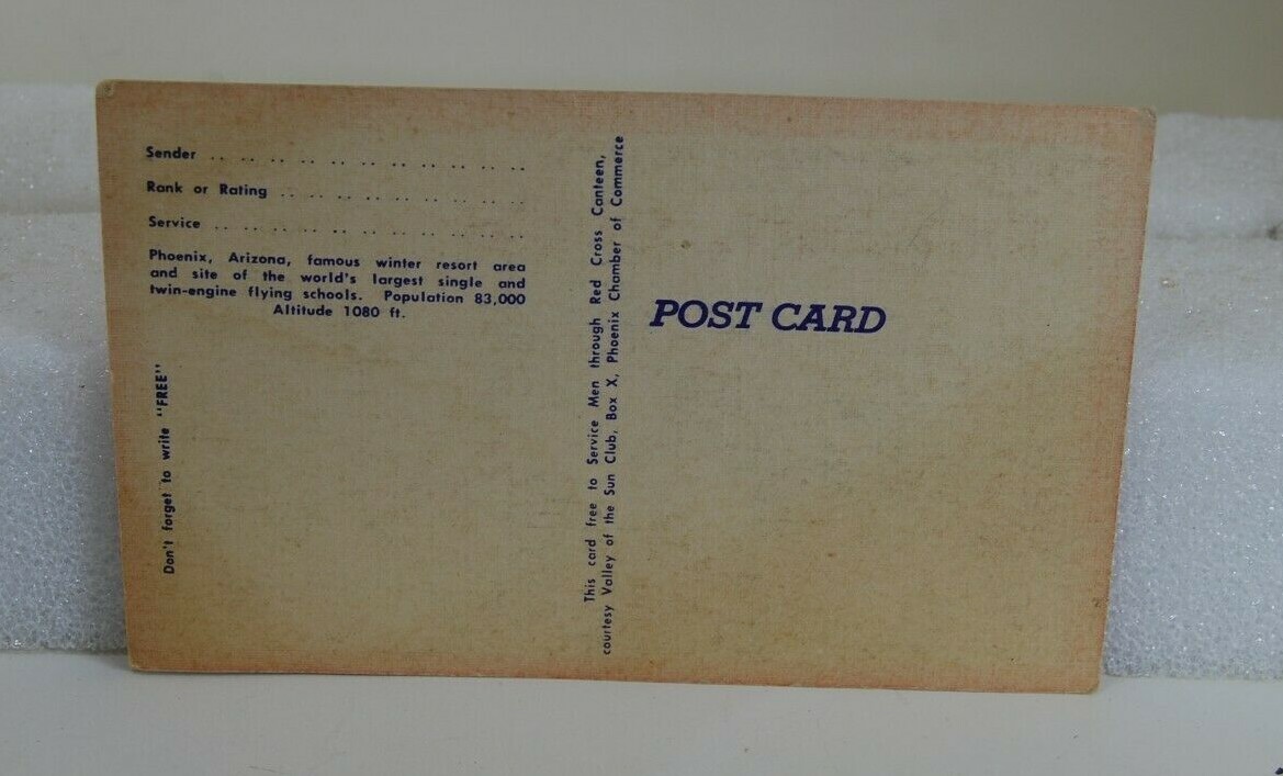 Vintage Howdy! I’ve been Dunking of you Red Cross Canteen Post Card Arizona 1943