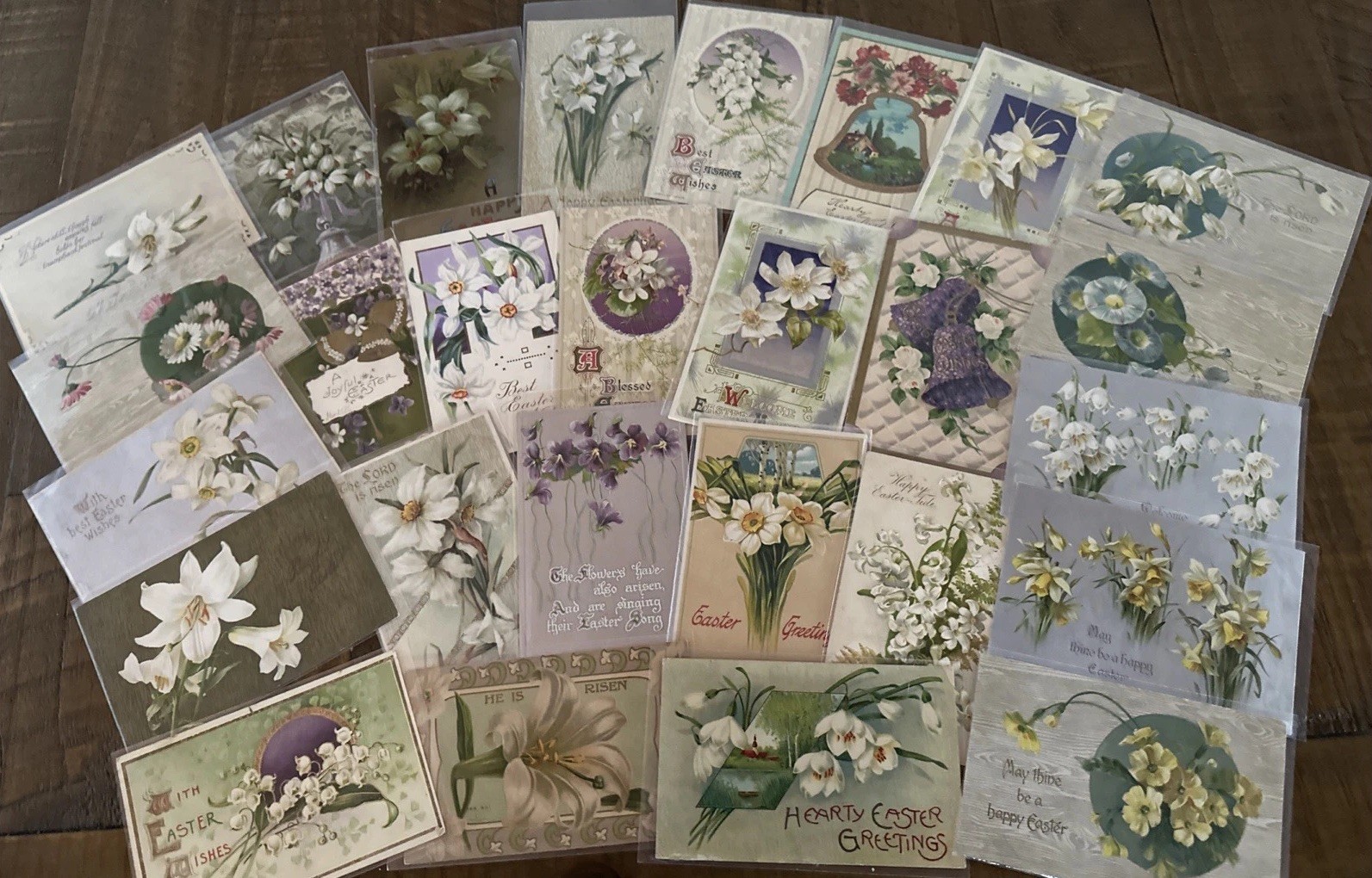 Lot of 27 Antique~1900’s~POSTCARDS with EASTER Lilies & Flowers~In Sleeves~r862