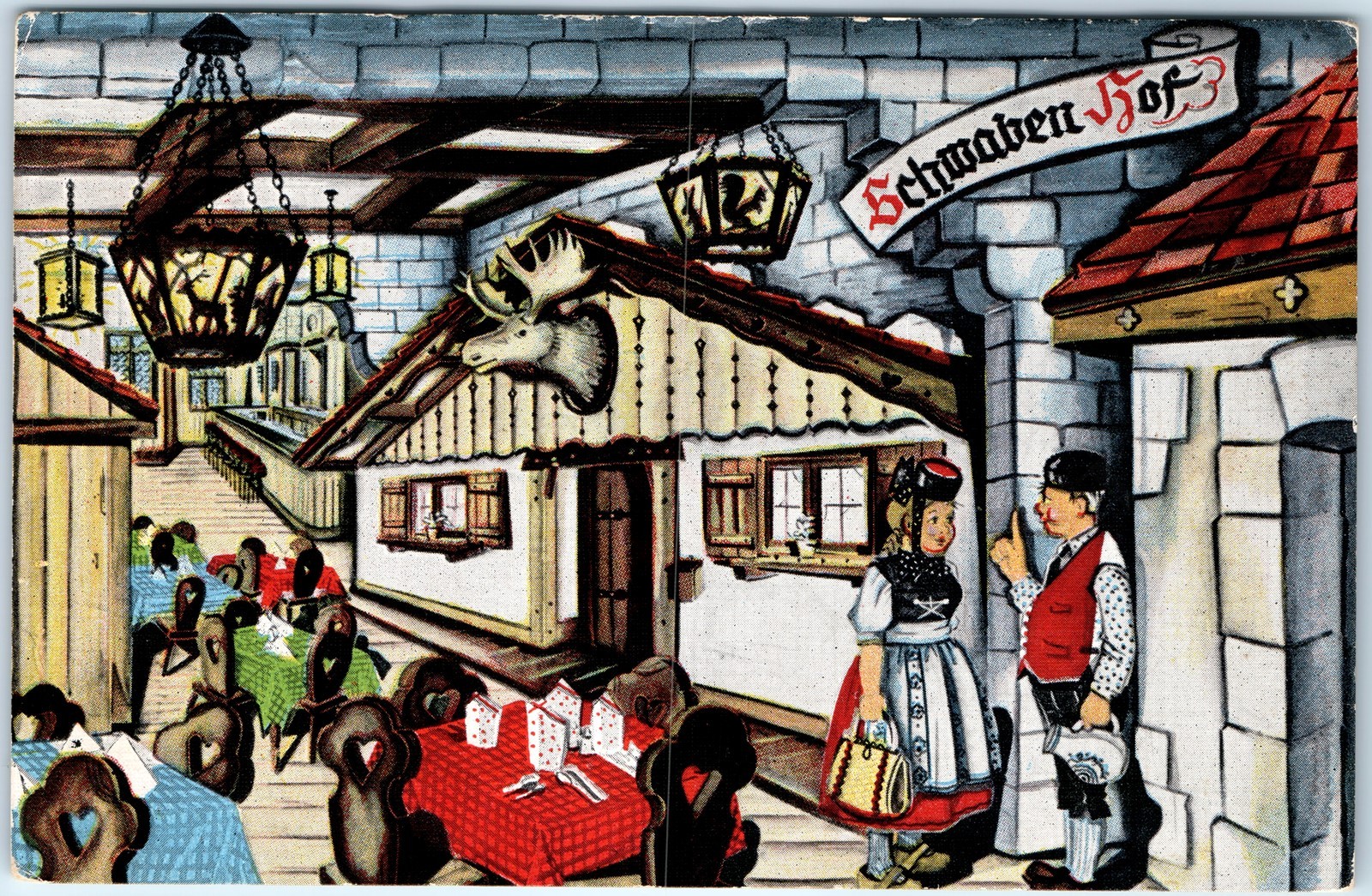 c1930s Milwaukee, USA Schwaben-Hof German Restaurant Indoor Dining Room A359