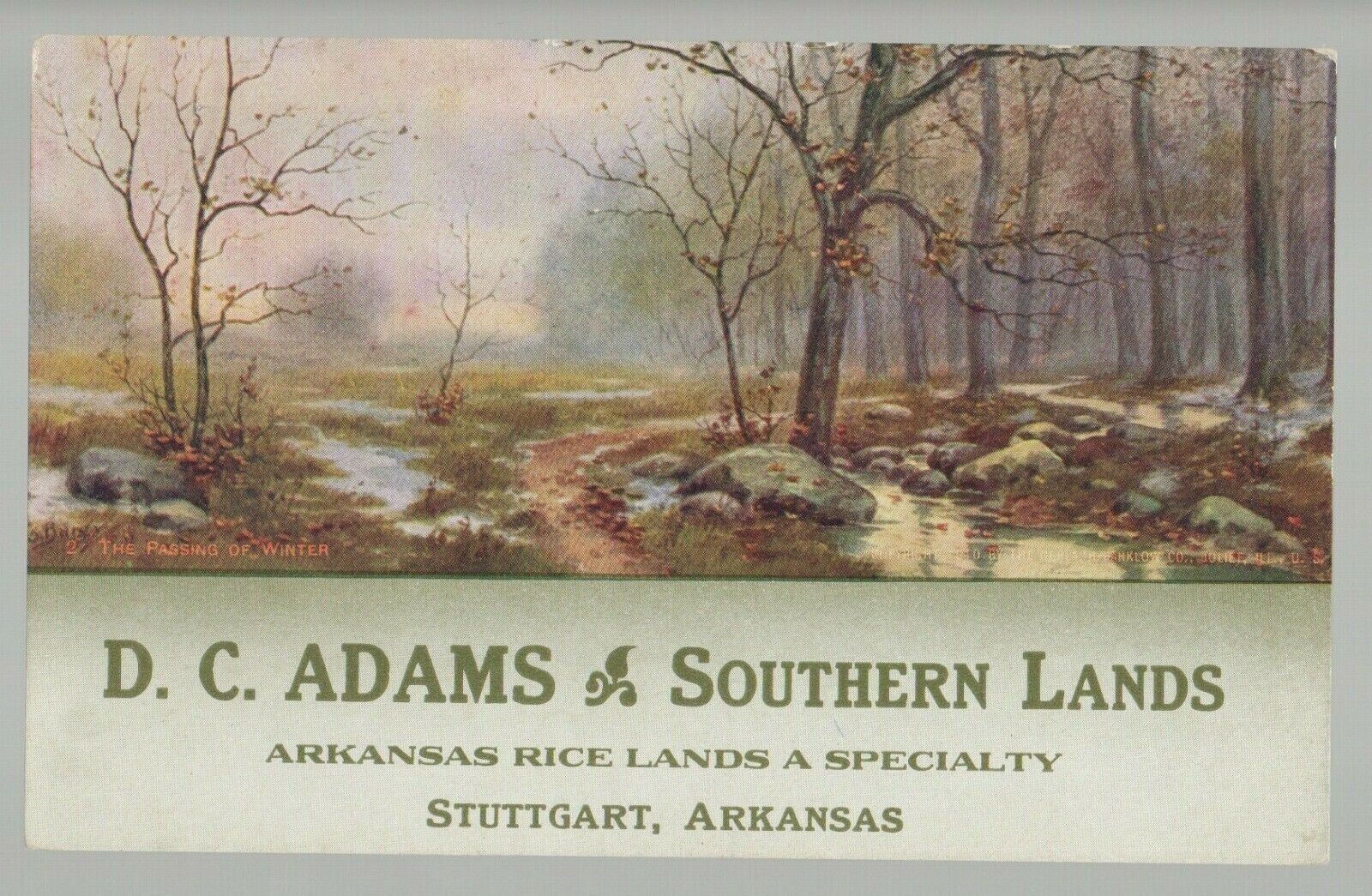 Stuttgart ARKANASAS c1910 ADVERTISING Buyer LAND SALES Farm Farms D.C. ADAMS AR