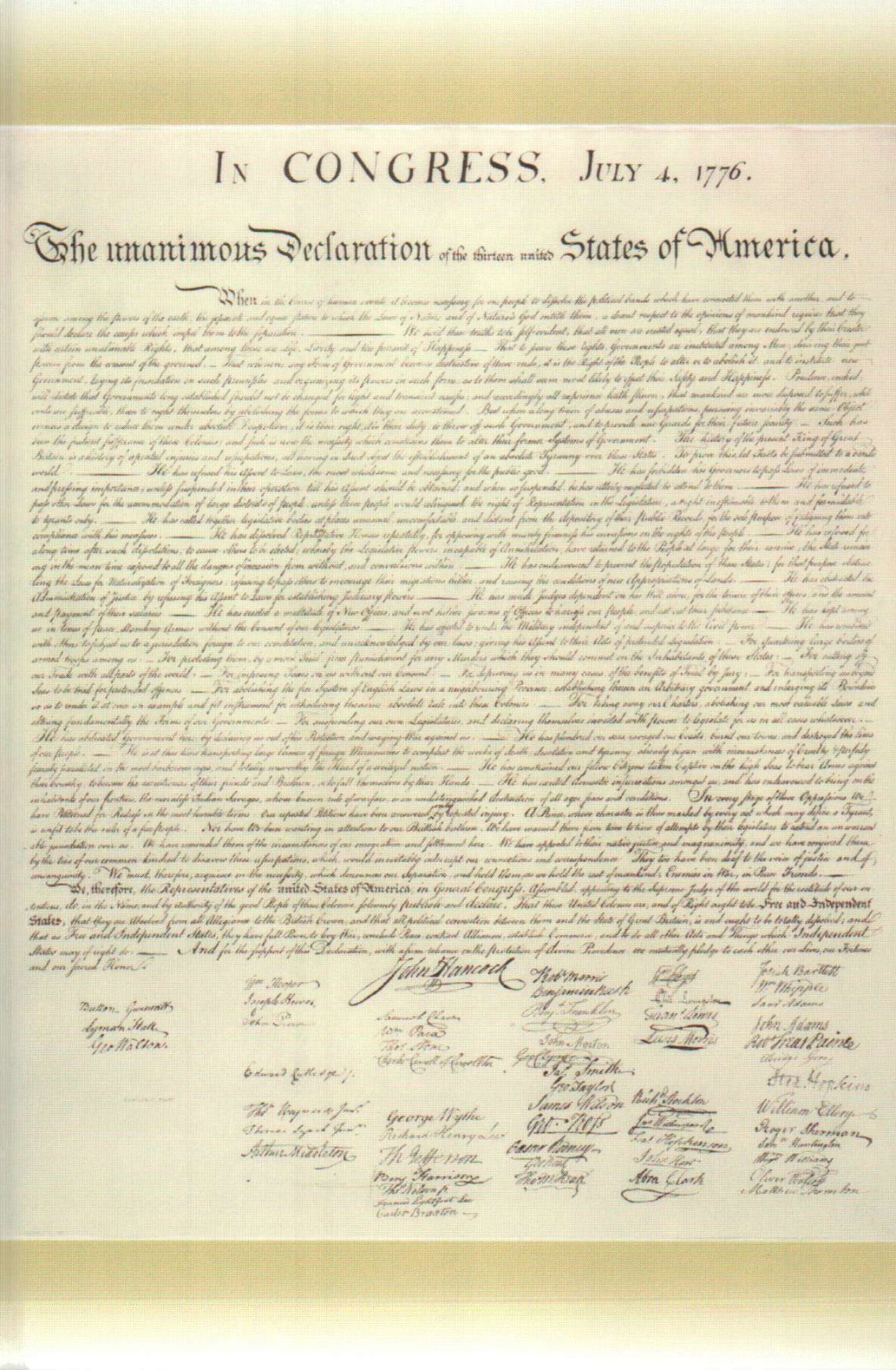 United States Declaration of Independence 1823 William Stone Facsimile, Postcard