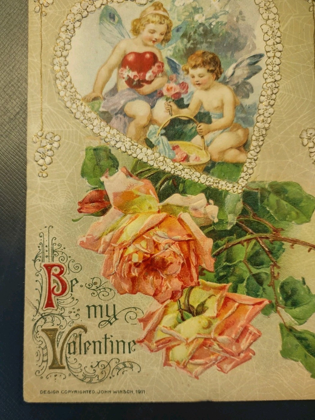 2 1910s Antique Valentine’s Day Postcards John Winsch Valentine Cards
