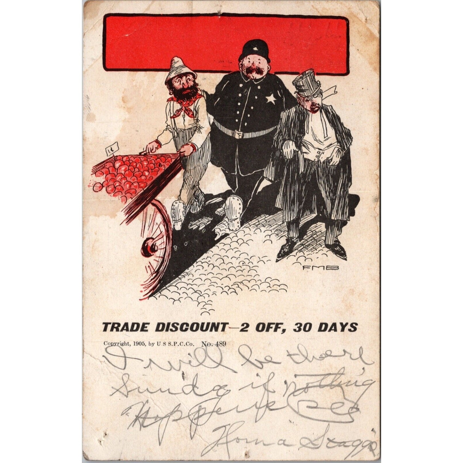 Trade Discount- 2 off 30 Days Vintage 1900s Postcard PC684