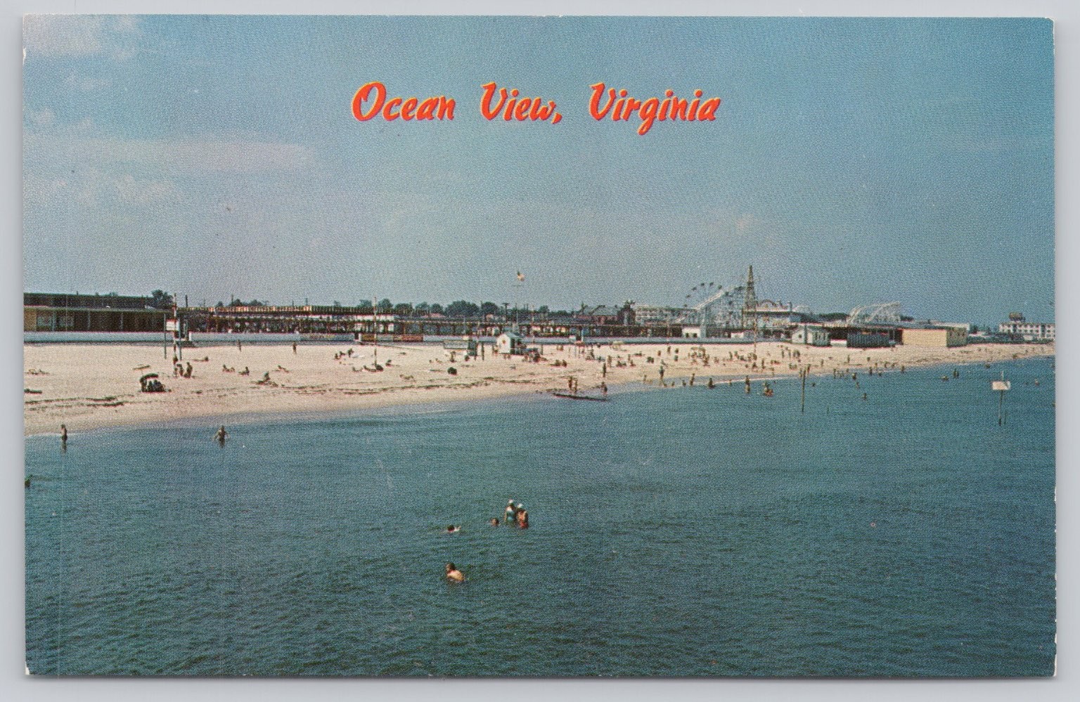 Ocean View Virginia Beach Amusement Park Ferris Wheel Vintage Postcard