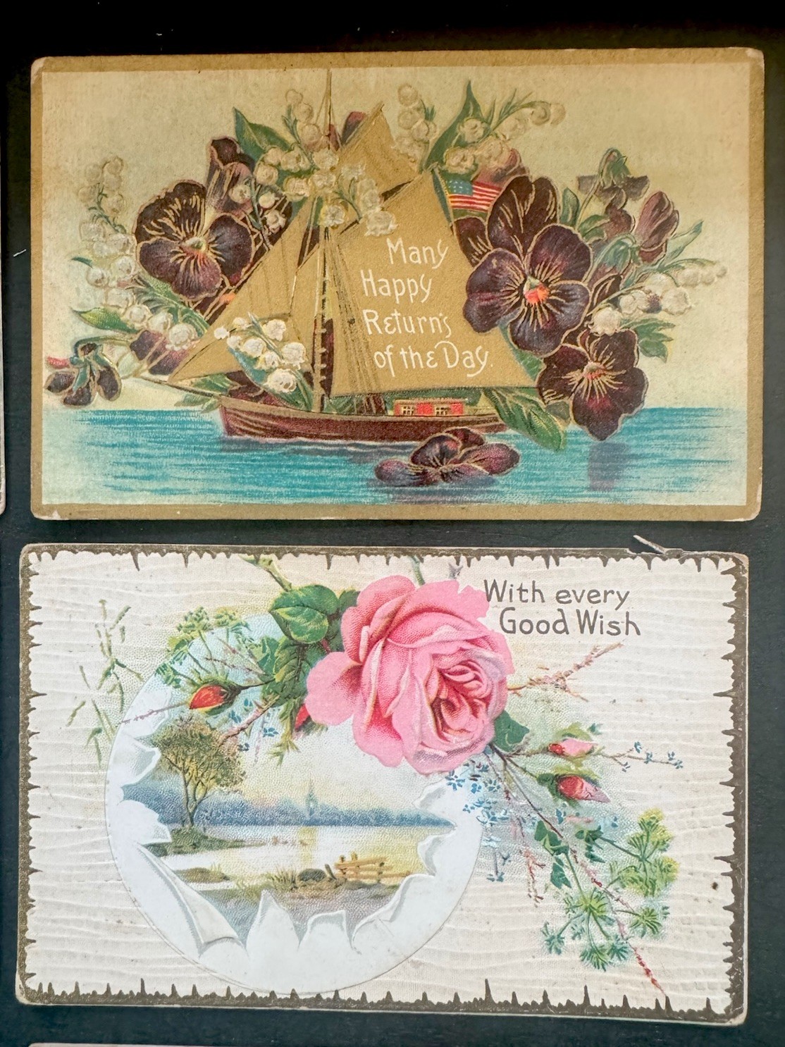 Embossed Victorian Early 1900s Postcards Greetings Floral Antique Vintage Set/10