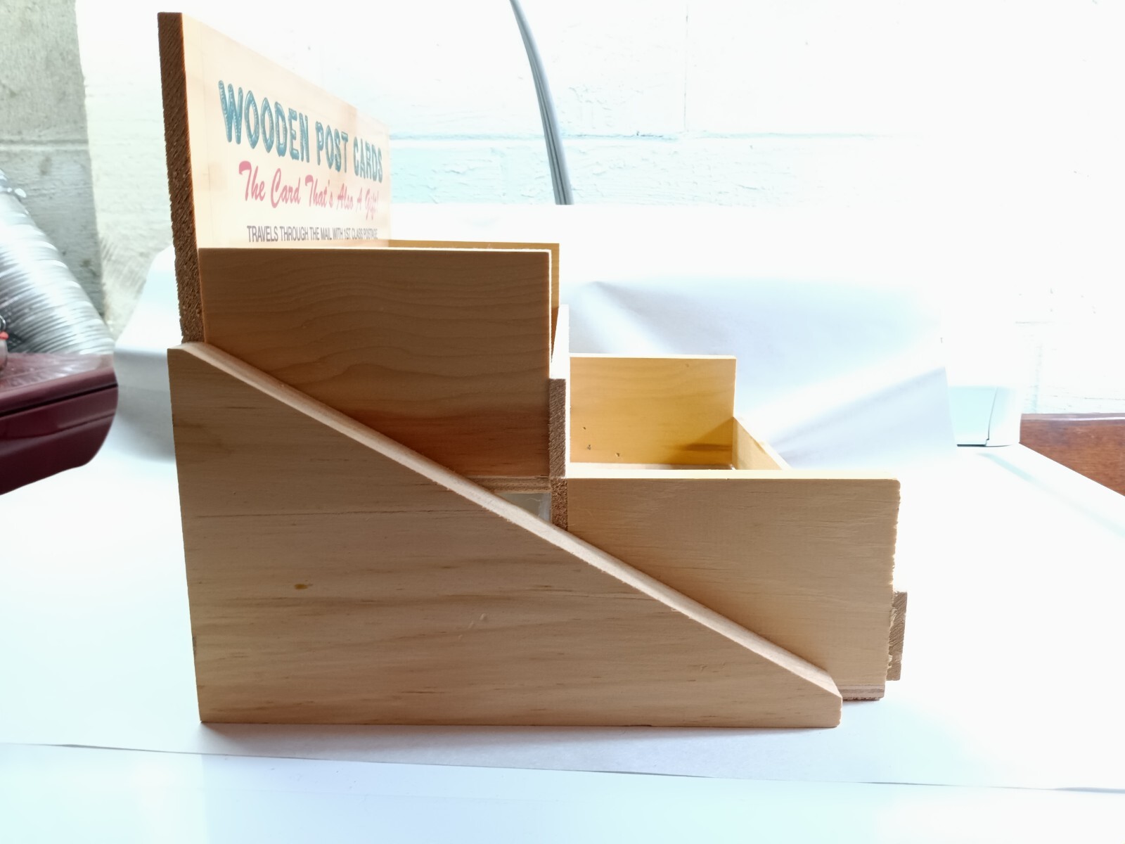 VINTAGE WOODEN 2 LEVEL POSTCARD RACK COUNTER TOP COUNTRY STORE DISPLAY Unit