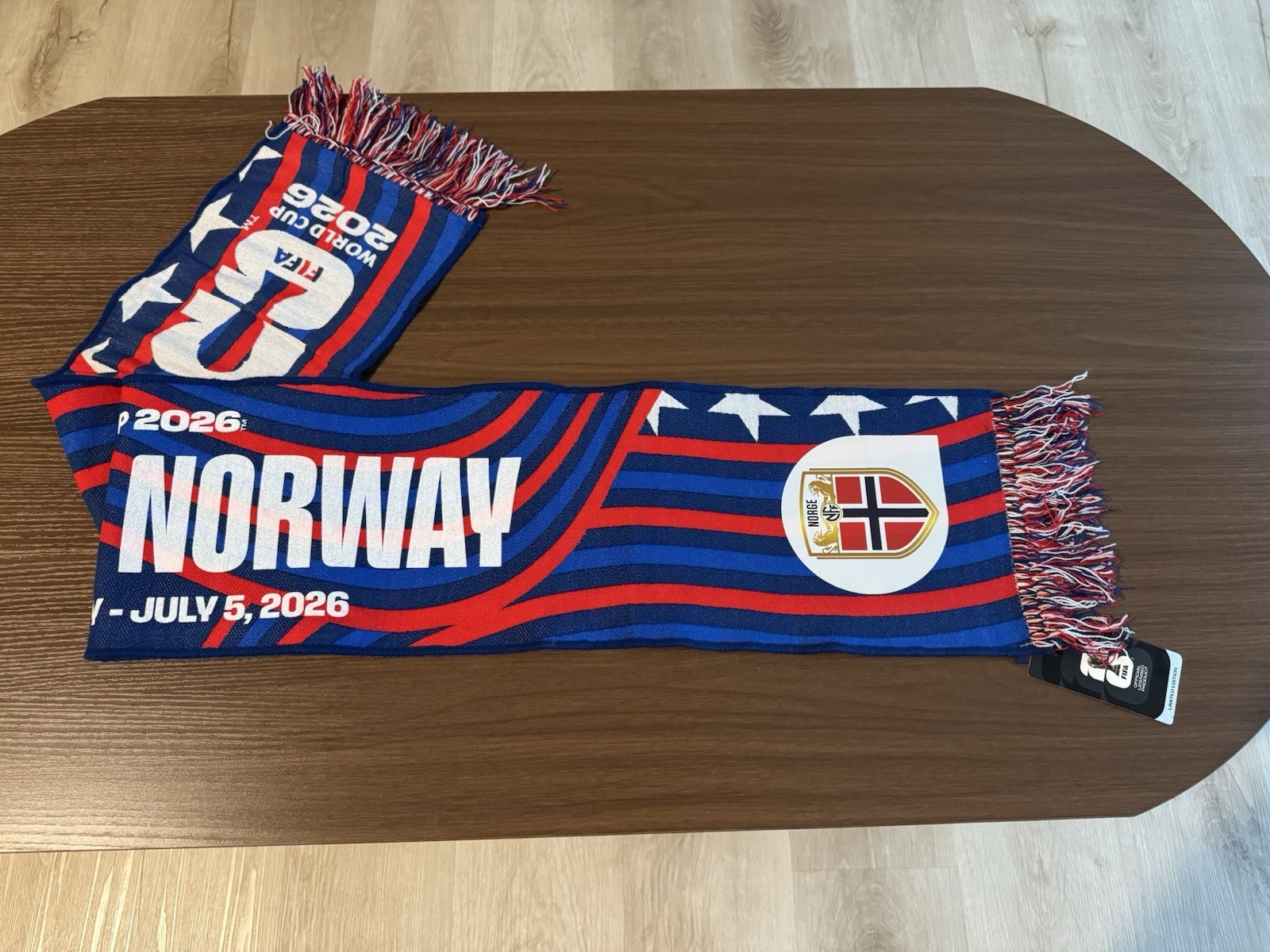 New 2026 FIFA World Cup Brazil vs Norway NJ Match Day Scarf Round of 16 07/05/26
