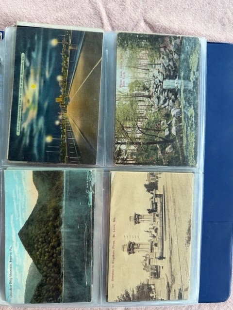 58 Postcards 1906-1940s in Plastic Sleeves. Some unused