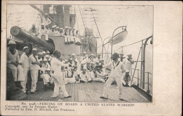 Navy Fencing Board United States Warship Mitchell 1908 San Francisco, CA Vintage