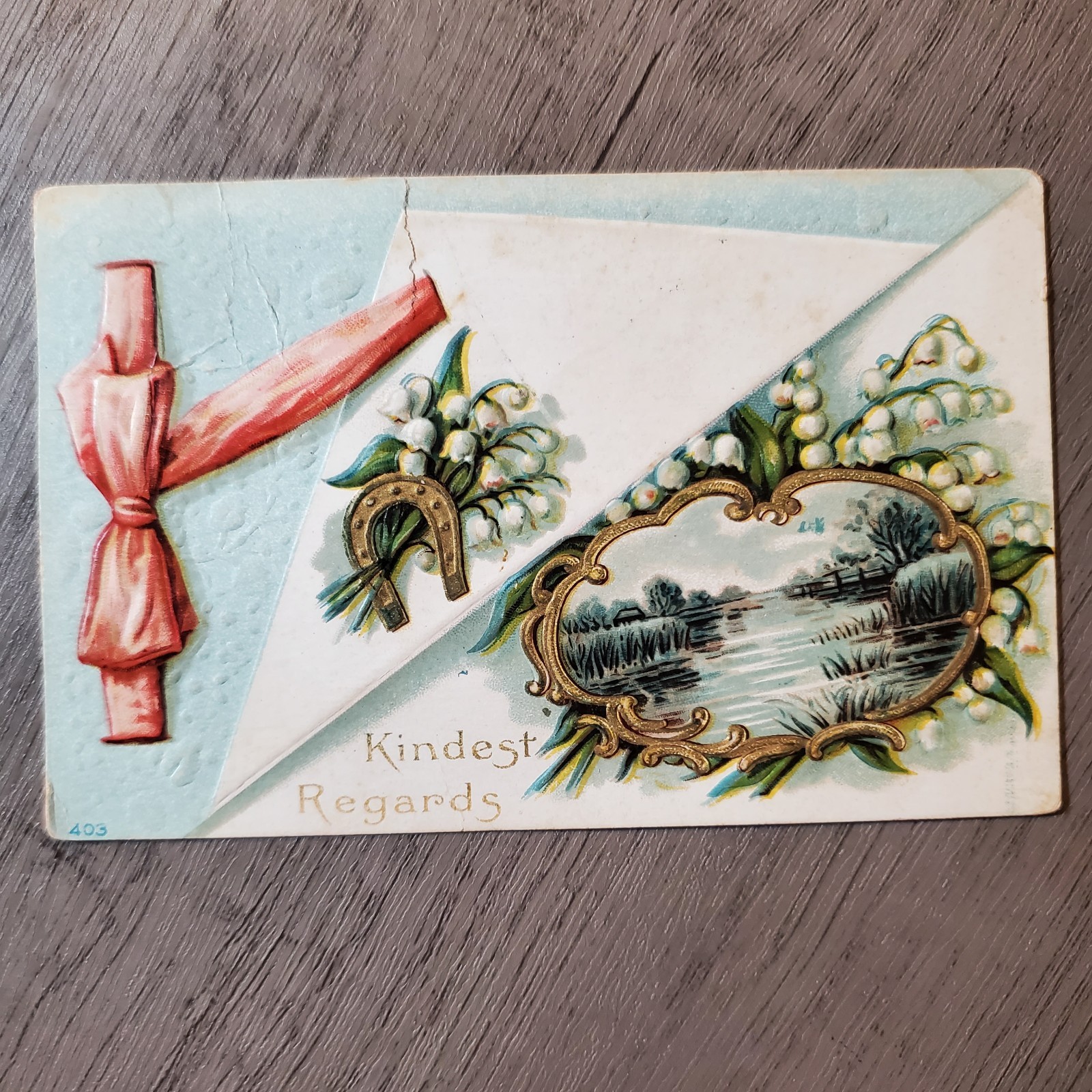 Vintage Embossed Postcards Lot of 3 Horseshoe Flower Good Luck Early 1900s