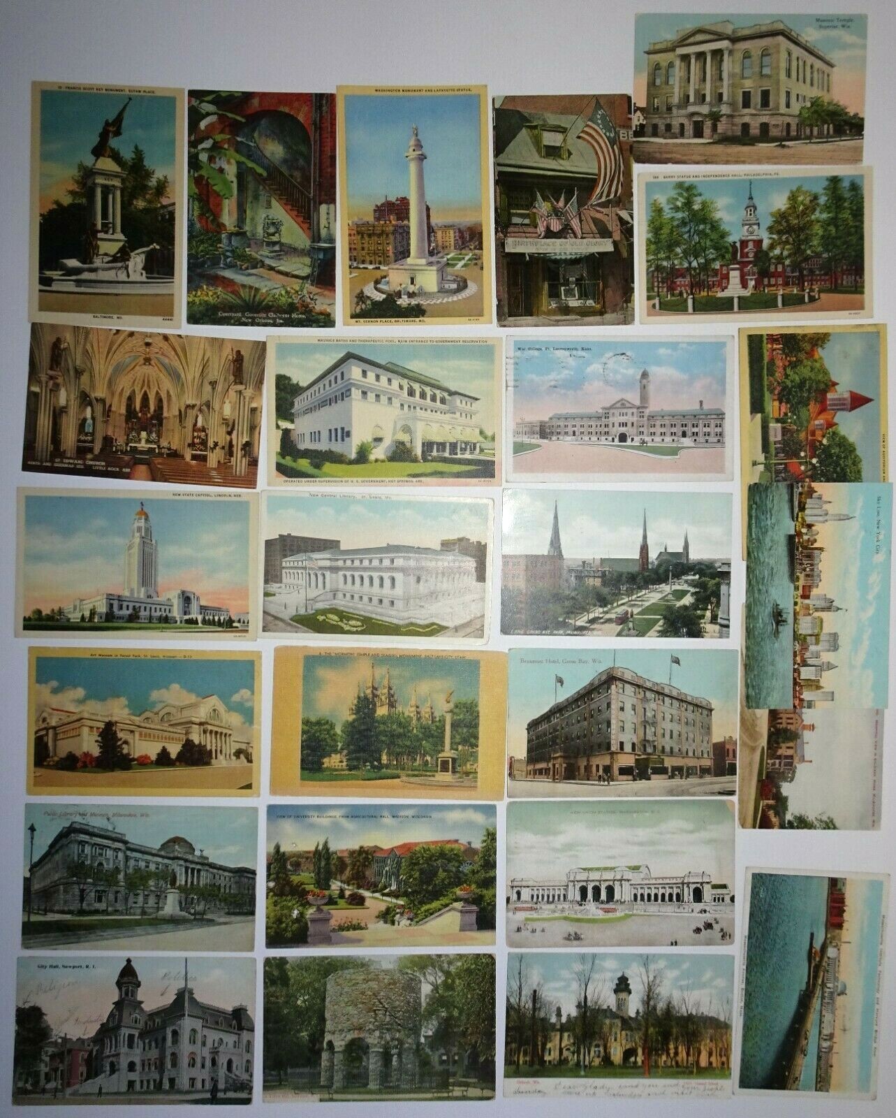 Vintage Postcard Lot of 25 Architecture Buildings Bridges Ocean in Sleeves