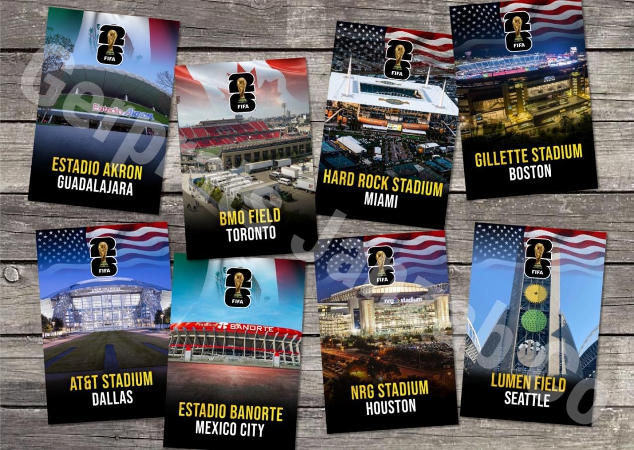 Set 16 Postcards World Cup2026 USA Mexico Canada FOOTBALL STADION STADIUM SOCCER