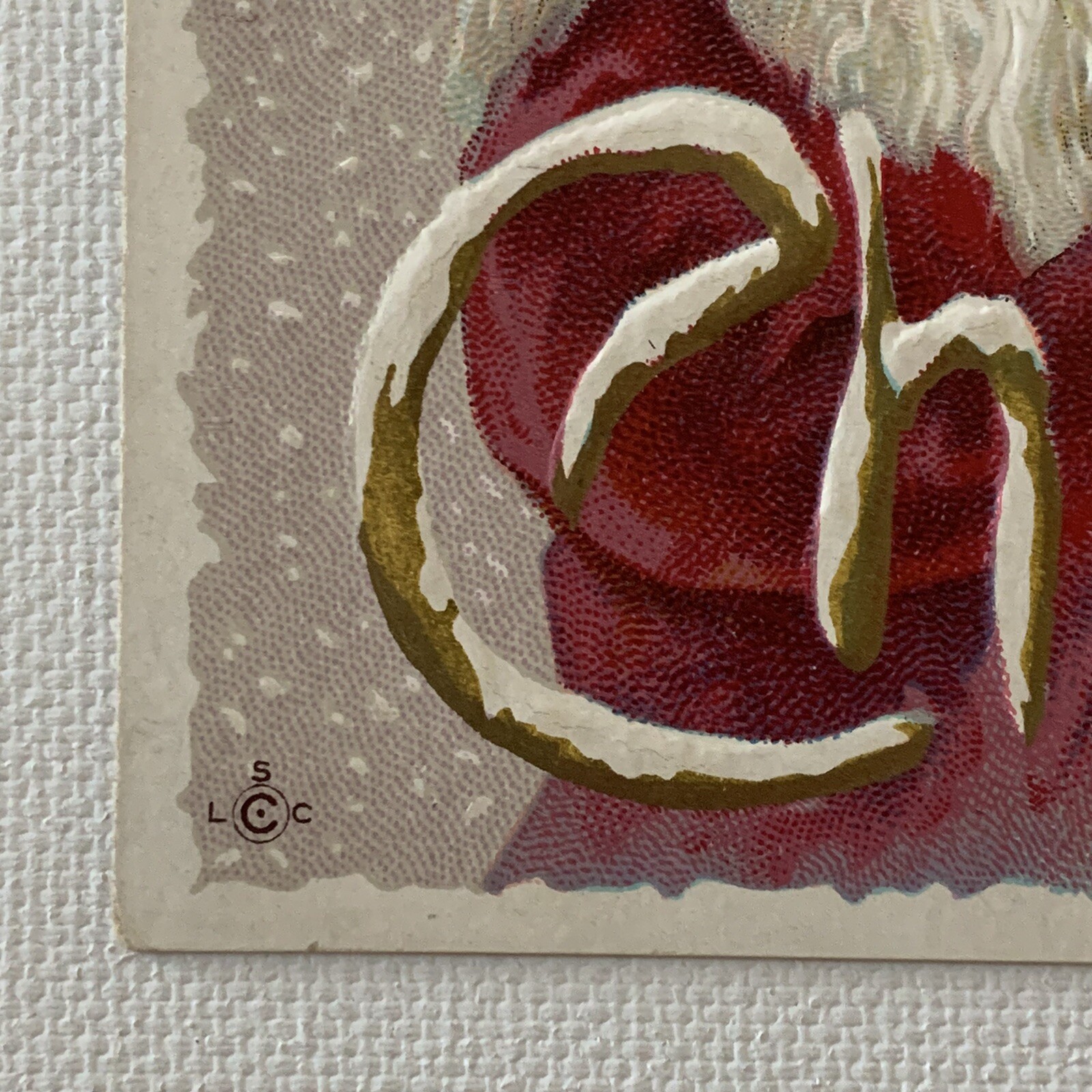 Antique Postcard Foil Embossed Christmas Beautiful Odd Lions Mane Santa 250 C