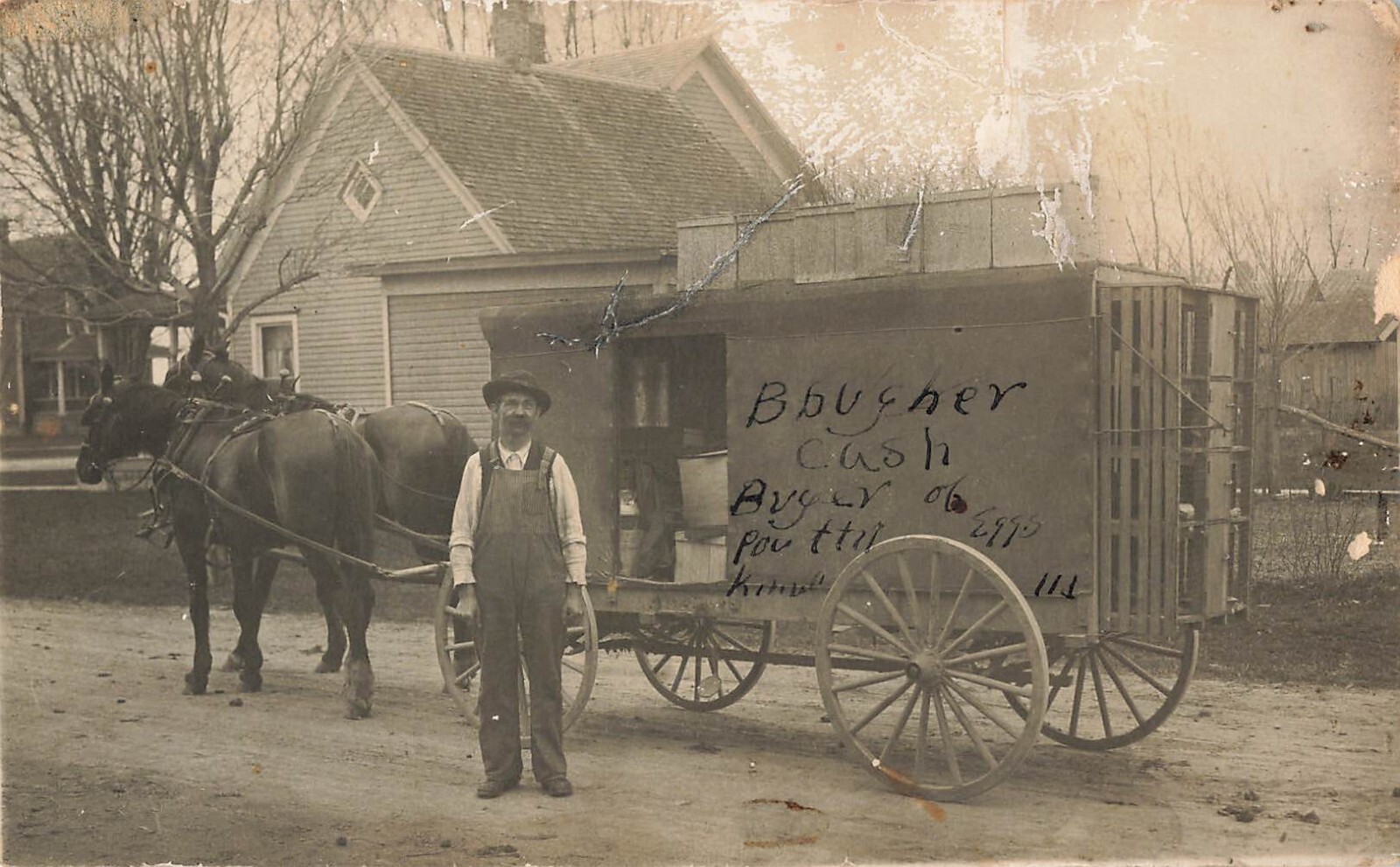 Postcard Kimball (?), IL: Bougher or Baugher – Cash Buyer of Poultry and Eggs
