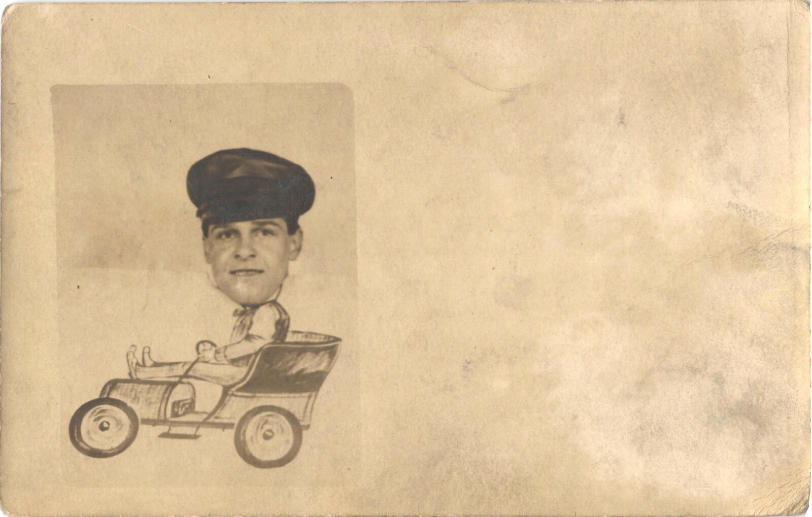 Pittsburgh PA Dreamland Park Man in Car Caricature RPPC Postcard 1910s Unused