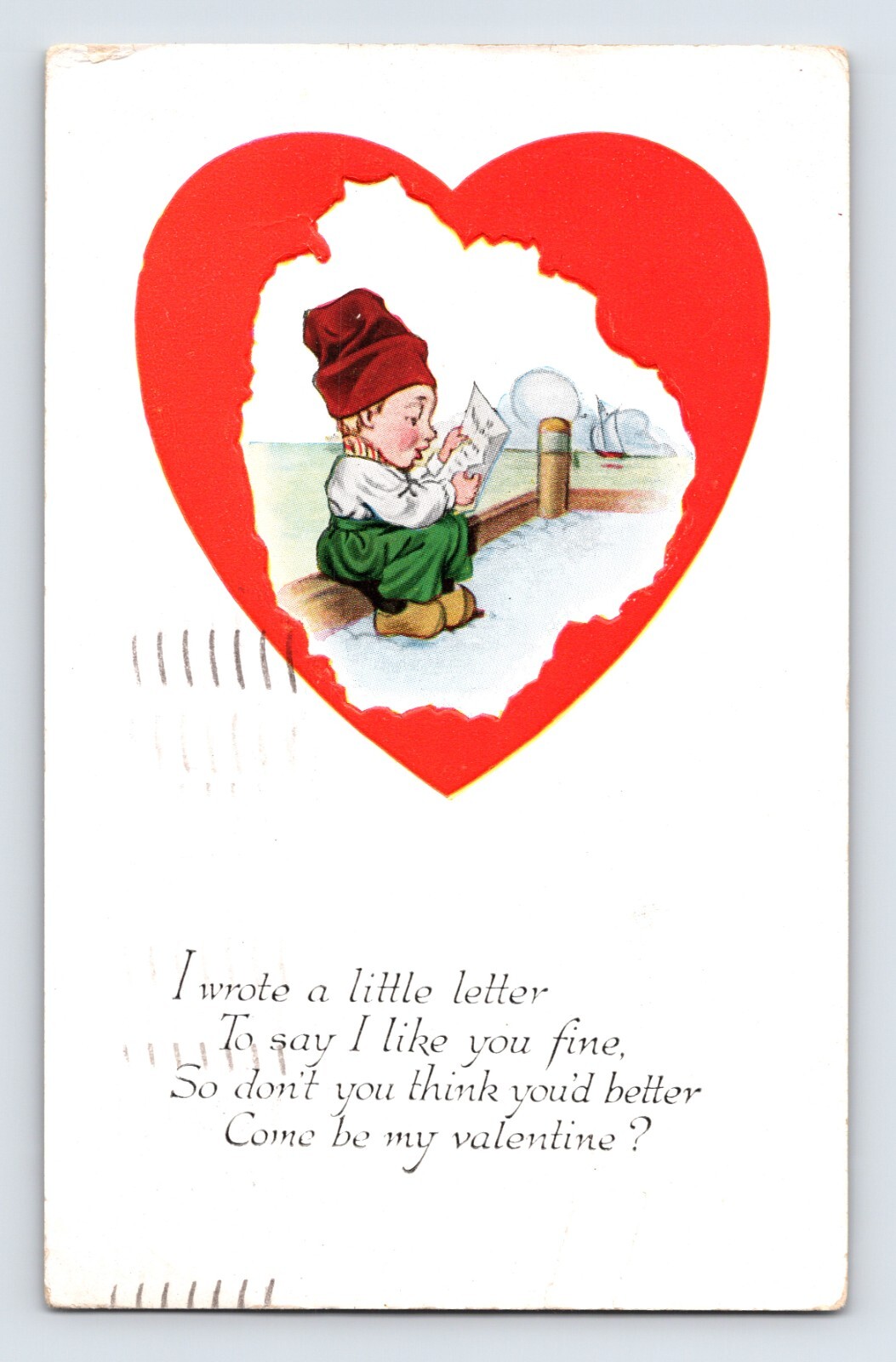 Postcard Valentine’s Day Dutch Boy 1921 Posted Brooklyn New York NY