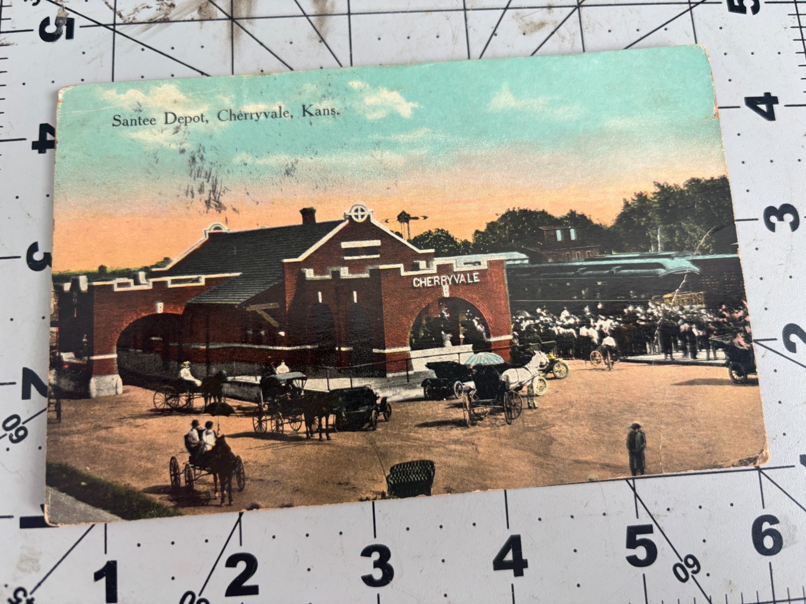 Santee Depot Cherryvale Kansas Santa Fe Railroad E C Kropp Postcard