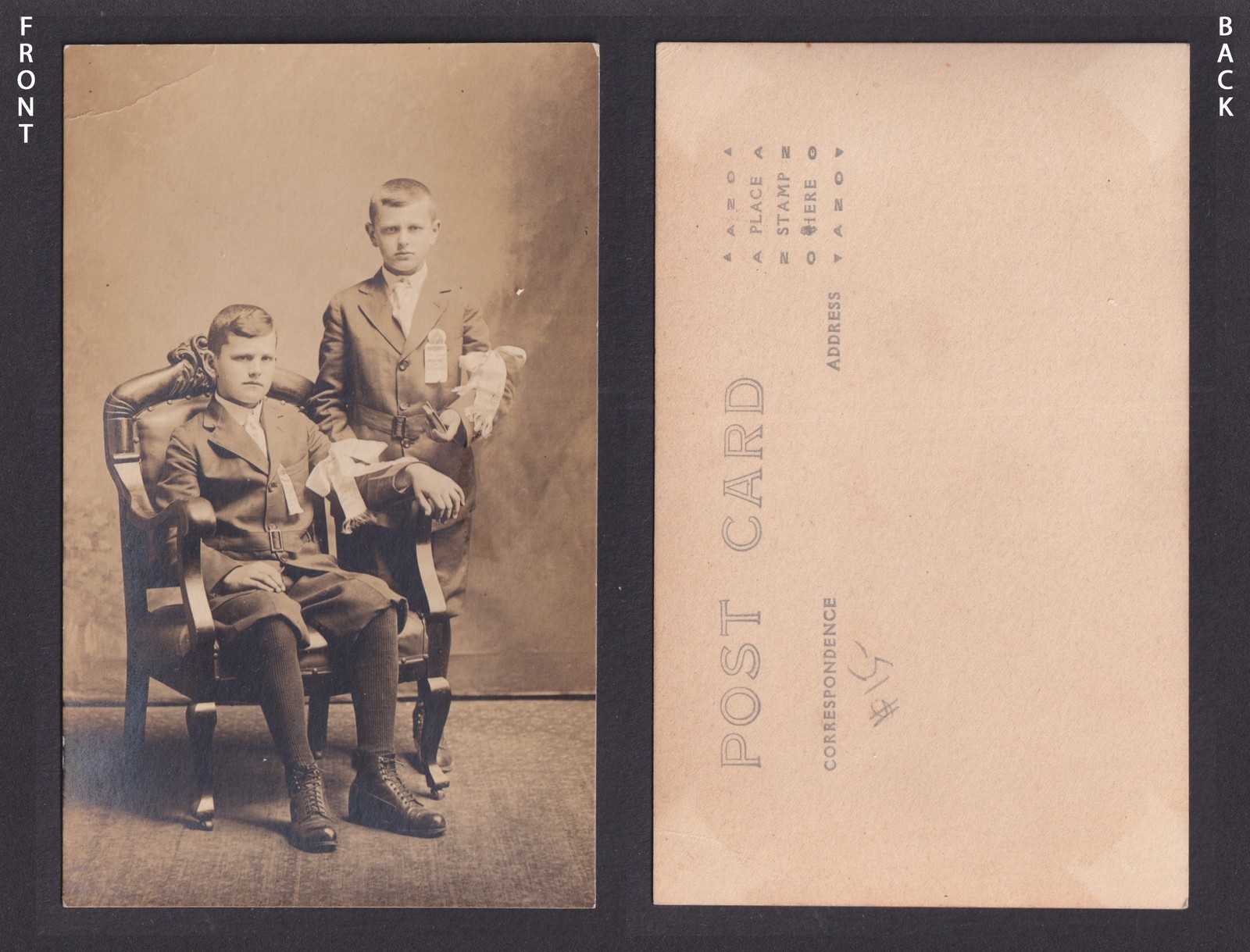 UNITED STATES, RPPC Postcard, Two boys