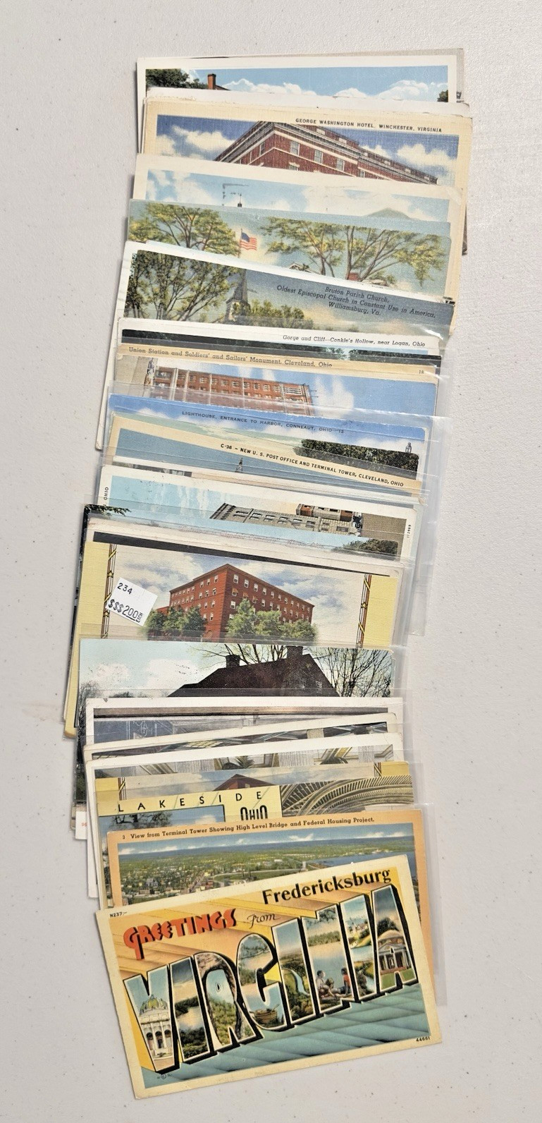 Lot Of 50 Vintage Postcards Ohio and Virginia Some In Protective Sleeves