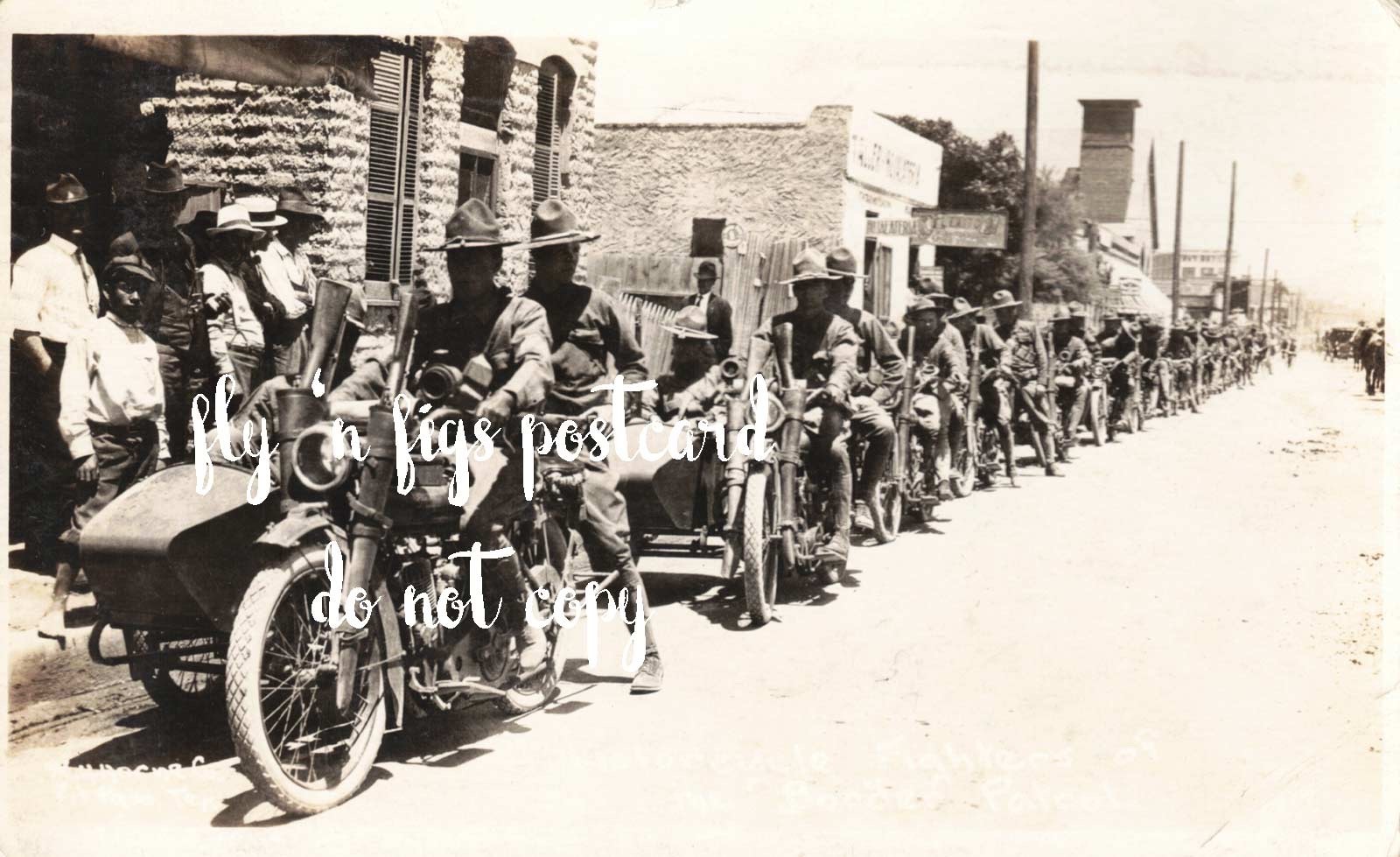 Mexican Revolution Border War – MOTORCYCLE BORDER PATROL EL PASO 1916 RPPC Horne