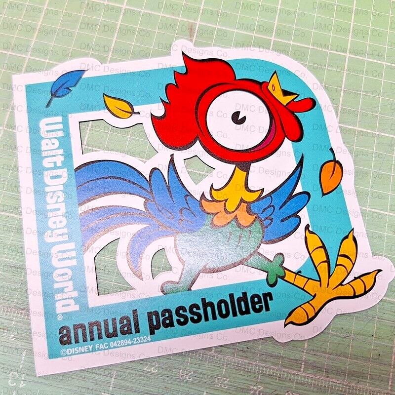 New! Hei Hei from Moana Passholder Magnet w/ free sticker. HOMEMADE! READ FIRST!