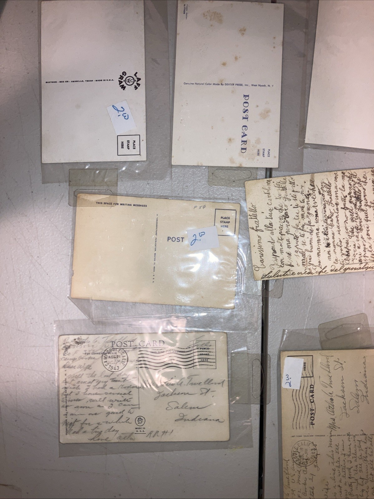 Antique Vintage Postcards LOT 1915-1946 WW2 Era Stamped Dated Sleeved DETAILS