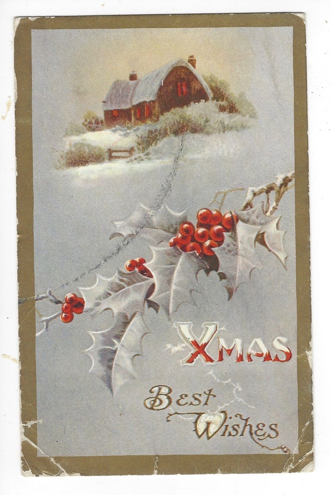 Xmas Best Wishes DB Postcard w 1 Cent Stamp