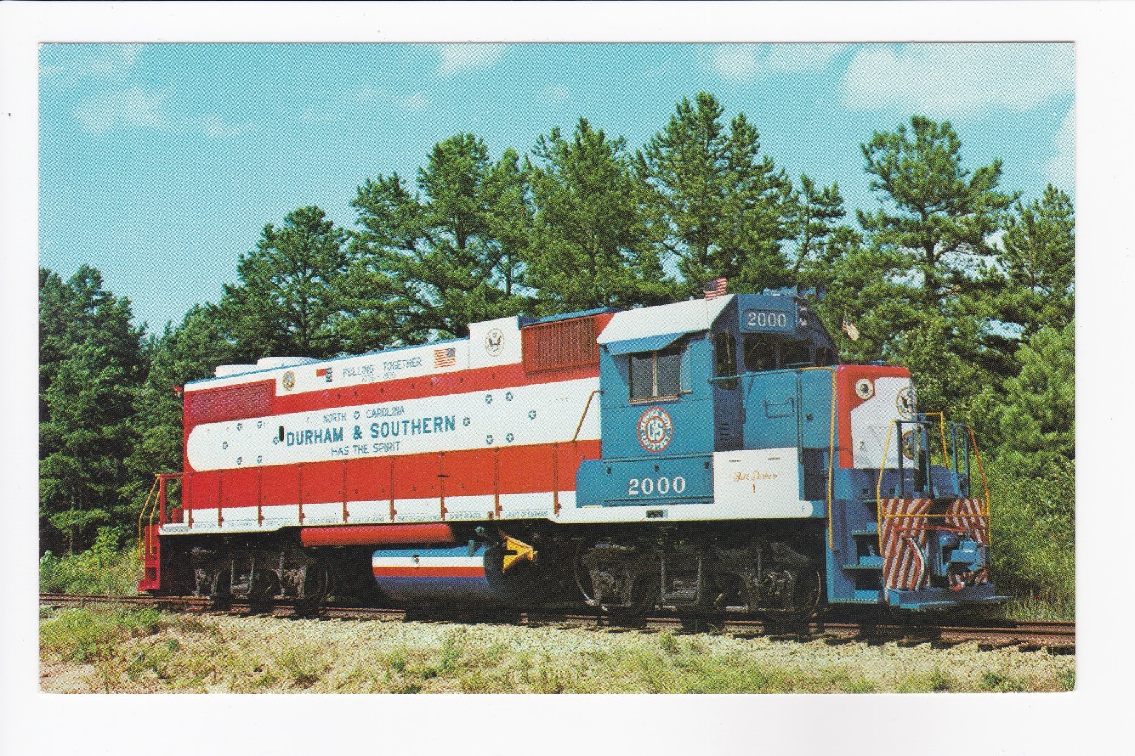 Durham & Southern Railways Unit No. 2000 GP38-2 North Carolina Chrome Postcard
