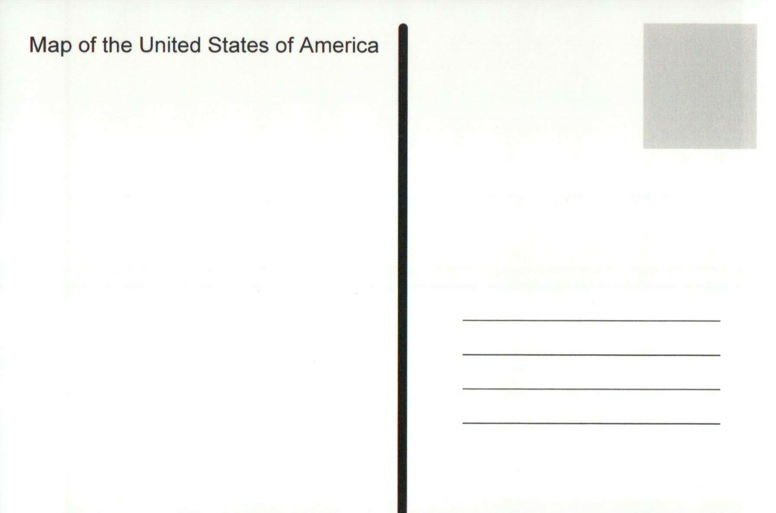 Map of the United States of America USA, California New York Ohio etc – Postcard