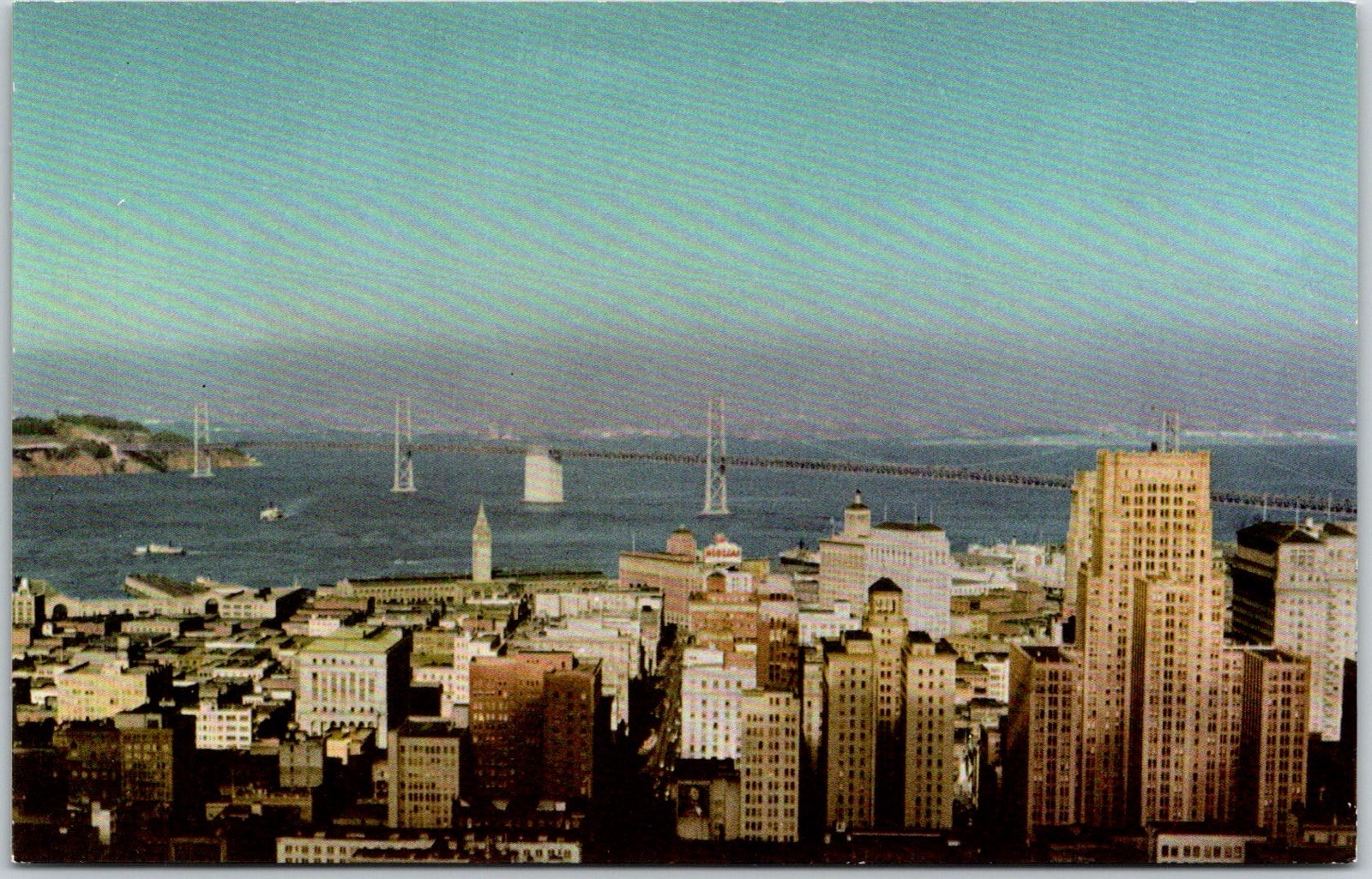 San Francisco USA City Skyline Aerial View Vintage Postcard