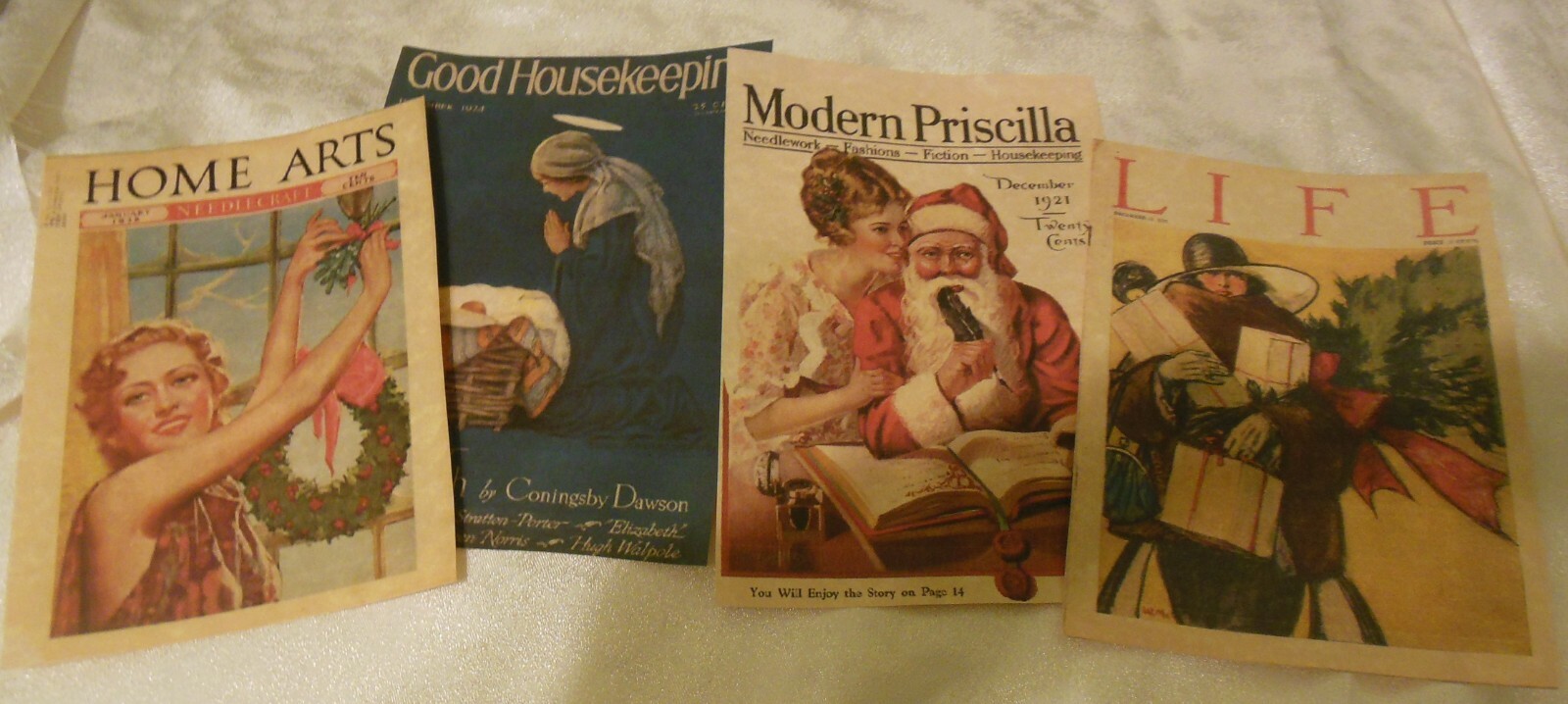 Set of 16 LARGE Vintage/Victorian Xmas Magazine Cover Images 1900’s to 1940’s